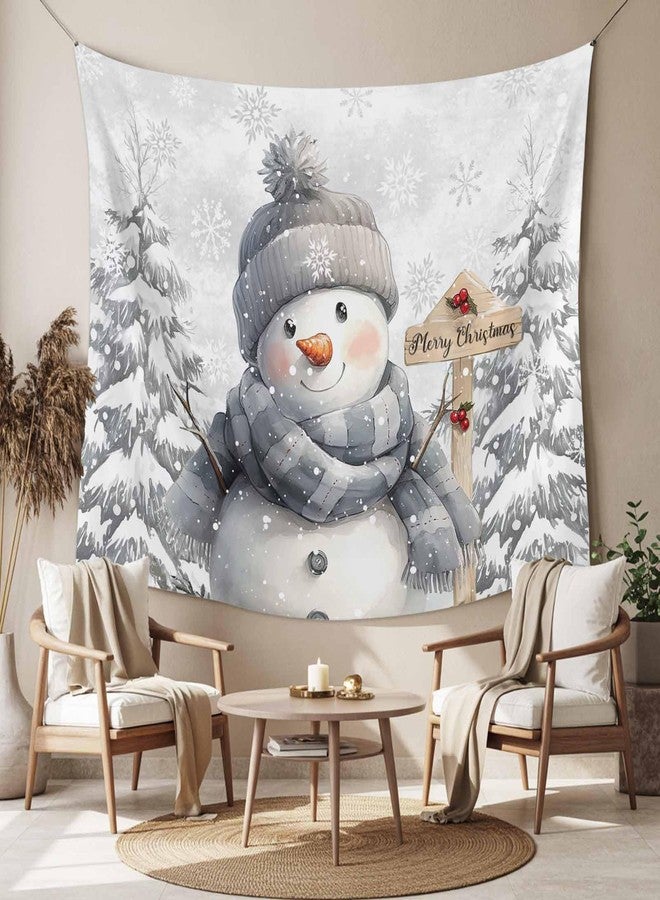 LooPoP Christmas Tapestry Wall Hanging Christmas Snowman Tapestries Aesthetic Snowflake Snowy Scenery Tapestry for Bedroom Living Room College Dorm Xmas Art Wall Decor Decorative Backdrop 50x60 Inch - Image 2